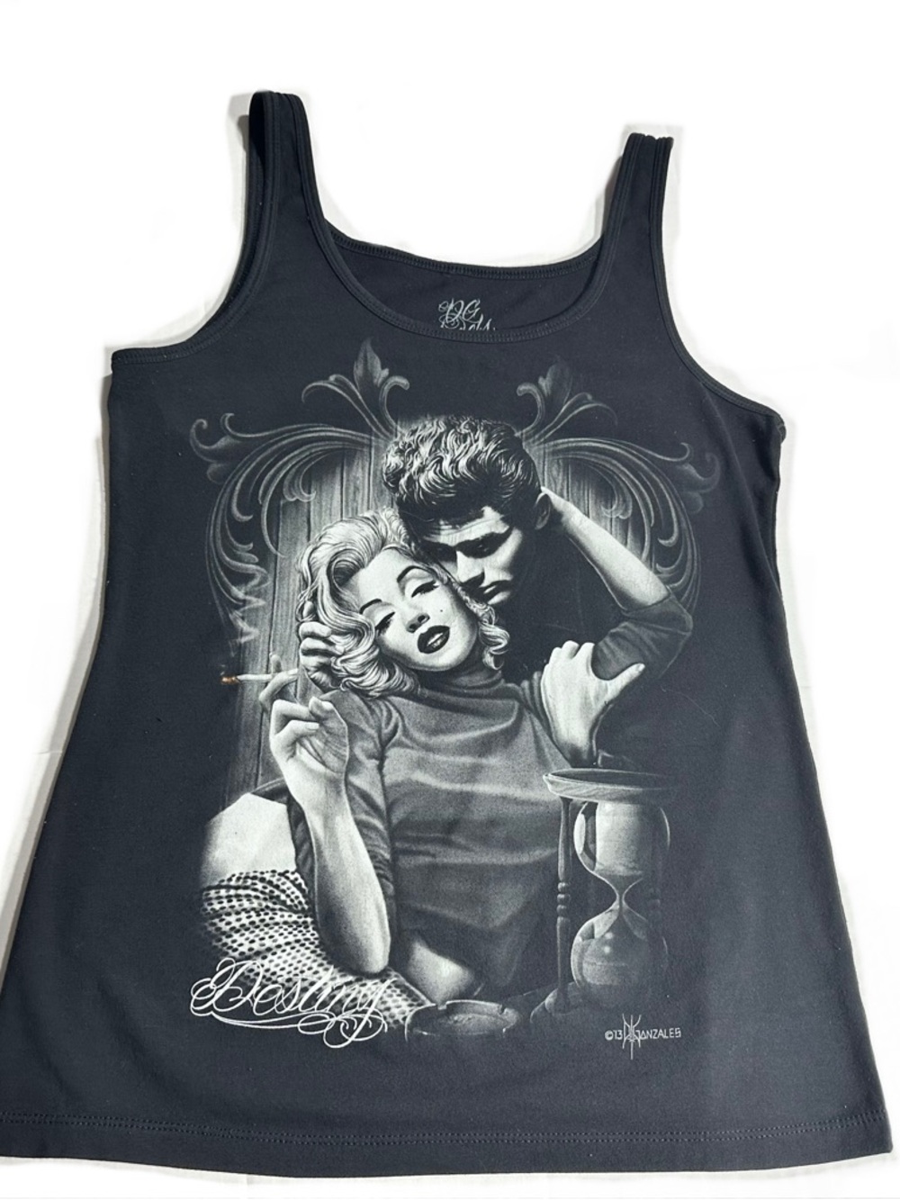 David Gonzales DG Angels Black Tank Top Marilyn Monroe James Dean Sz 2X Unisex